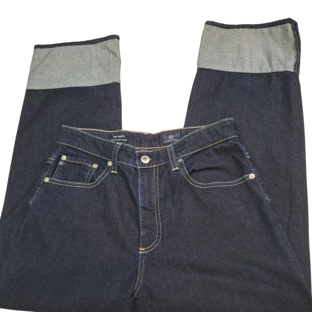 AG Adriano Goldschmied The Brett High Waisted Crop Straight Leg Jeans  Size 29 - Picture 6 of 16